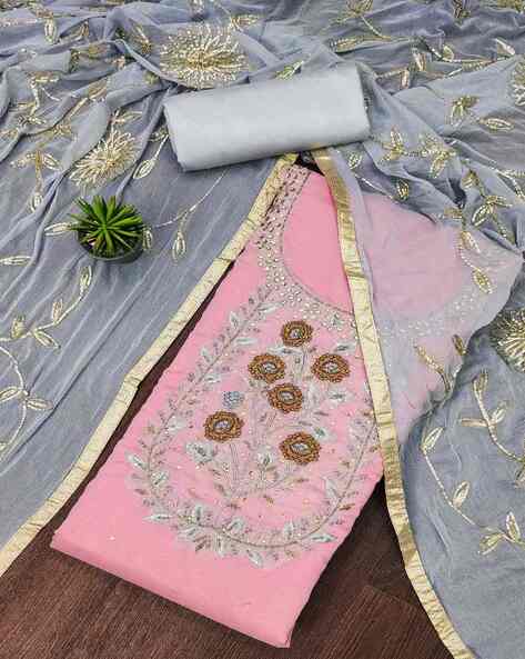 Embroidery Unstitched Dress Material Price in India