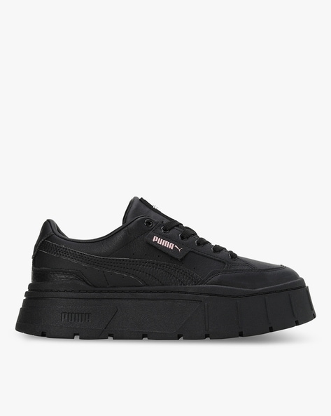 All black leather puma shoes sale