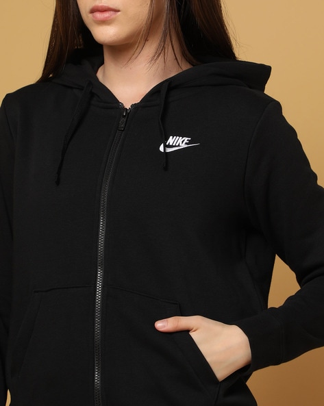 Nike zip up on sale hoodie womens black