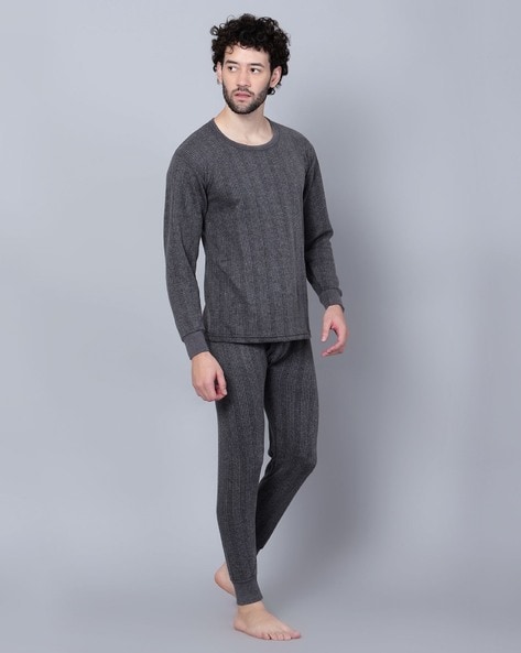 Lux Inferno 100% Cotton Thermal Set for Men (Size - M), Gray Colour, Pack  of 1 