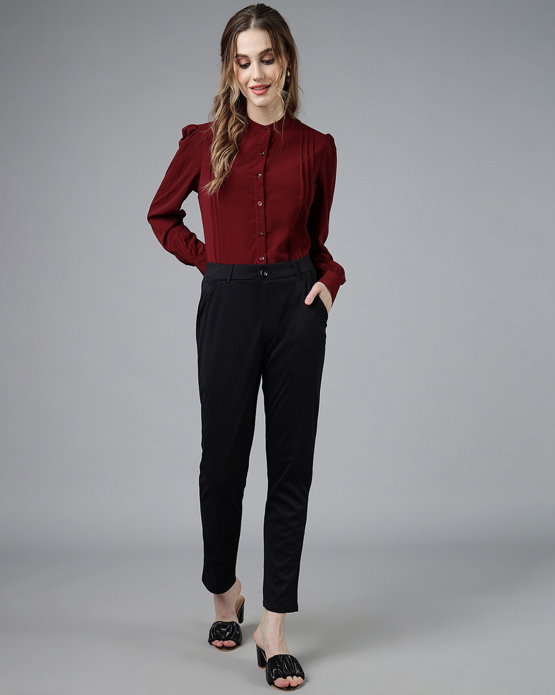 Women Cotton Maroon No Boob Gape Regular Zip Fit Front Closer Formal Shirt  at Rs 1199/piece, Mumbai