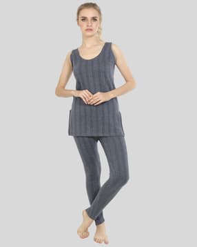 Women Striped Sleeveless Thermal Set-image-27