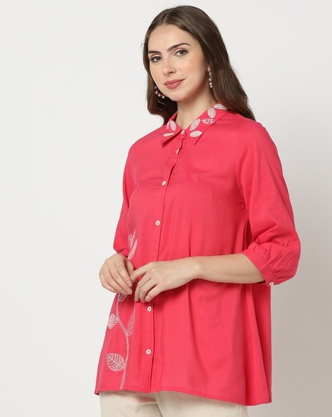 Women Embroidered Relaxed Fit Shirt