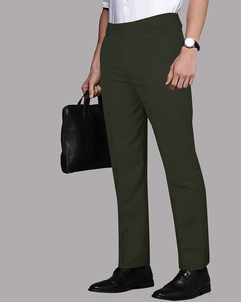 Buy Women Green Solid Formal Regular Fit Trousers Online - 759430 | Van  Heusen