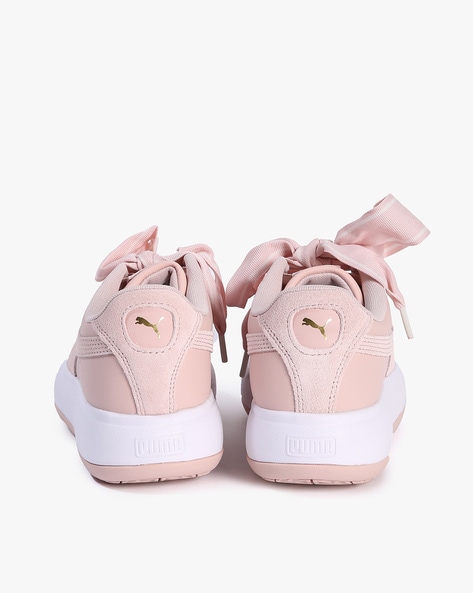 Pink puma 2024 shoes with ribbon