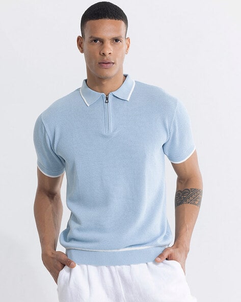 Men Ribbed Slim Fit Polo T-Shirt