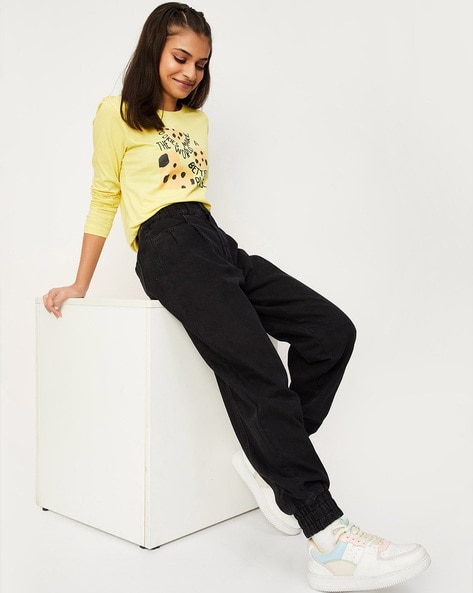 Buy Black Track Pants for Girls by MAX Online