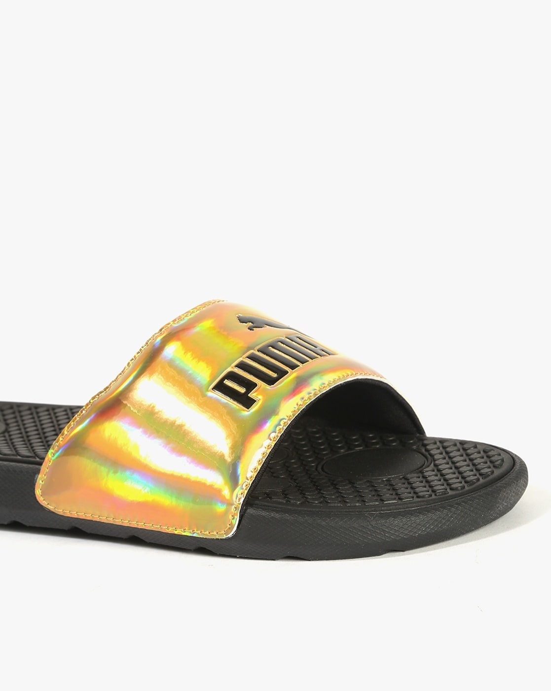 Puma store gold slides