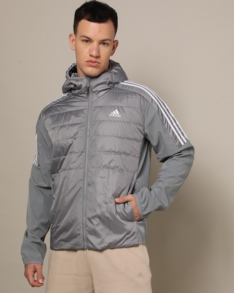 Adidas Men's Solid Windbreaker windcheater jacket ( Grey )