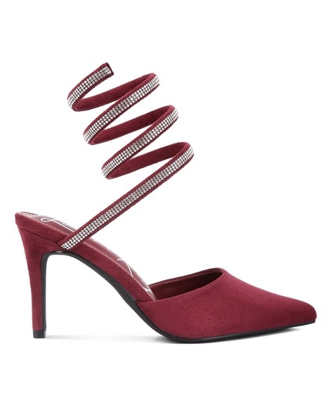 Buy Burgundy Heeled Sandals for Women by LONDON RAG Online Ajio