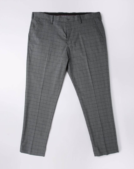 Buy Checked Slim Fit Flat-Front Trousers Online at Best Prices in India -  JioMart.