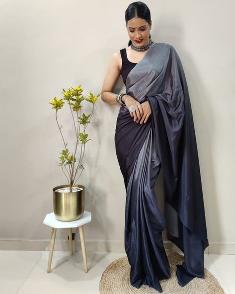 Buy Light Grey Weaving Silk Saree Online