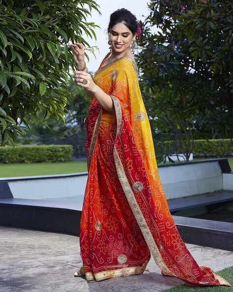 Yellow Net Embroidered Saree With Blouse 4424SR06