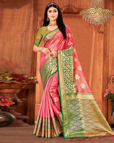 Sensational Green Colored Festive Wear Woven Banarasi Silk Saree