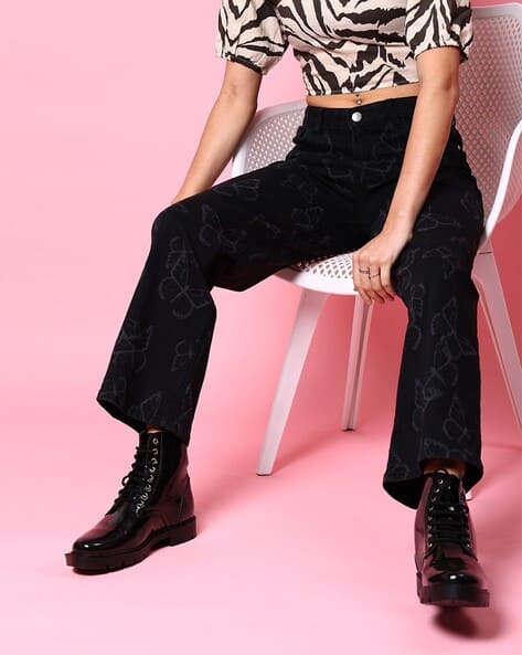 FREEHAND Women Butterfly Print Straight Fit Jeans