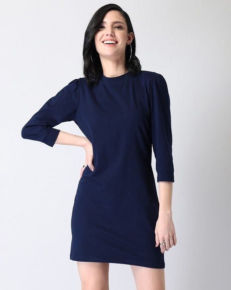 Faballey Women Crew-Neck Sheath Dress