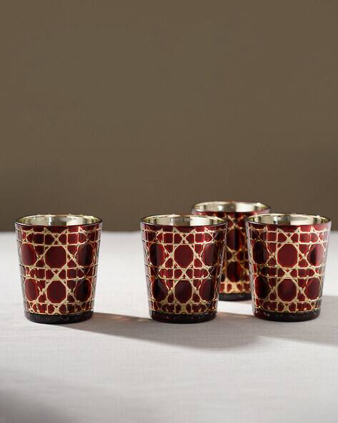 Pure Home And Living Set of 4 Printed Glass Votives