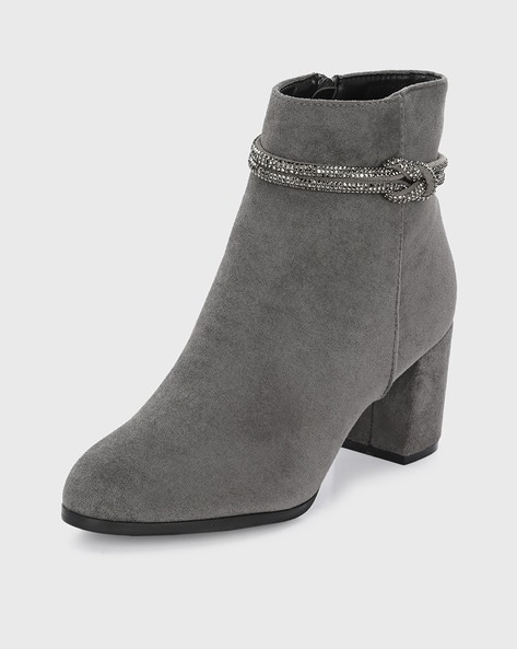 Grey studded outlet boots