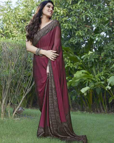 Maroon Cotton Silk Saree