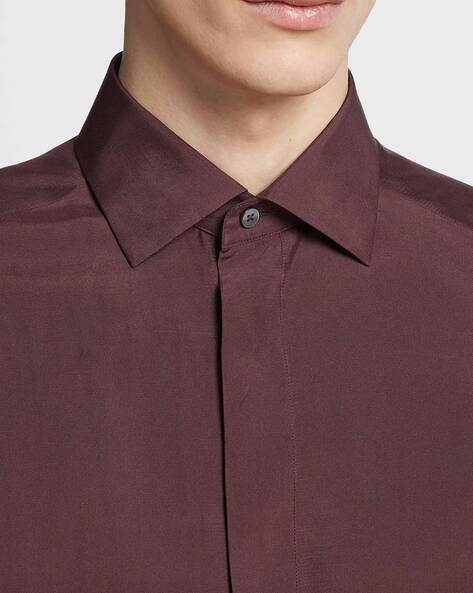 Silk Shirt with Spread Collar
