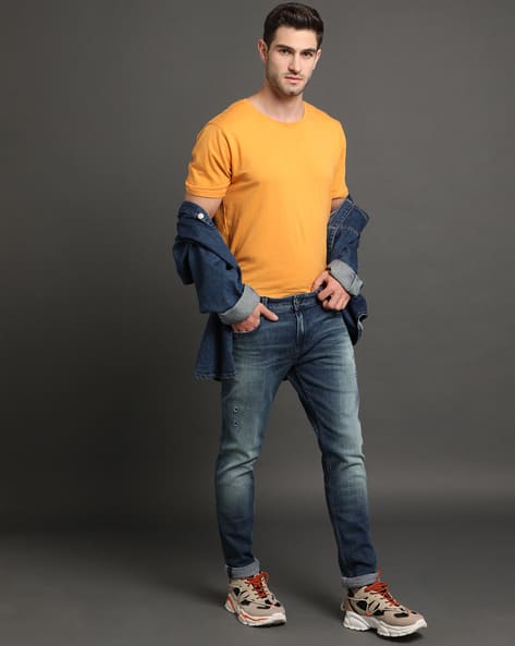 SPYKAR Men Lightly Distressed Mid-Wash Slim Fit Jeans