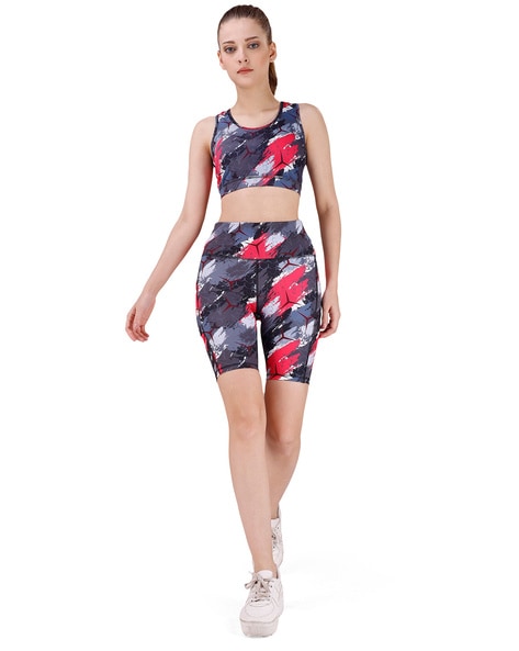 Buy SOIE Woman's Medium Impact Printed Polyester Spandex Removable