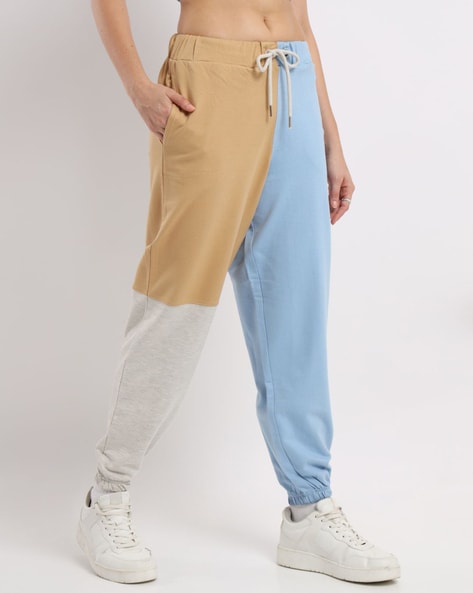 Women Colourblock Joggers with Drawstring