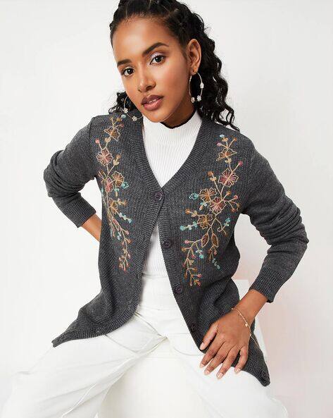 Embroidered Knitted Cardigan