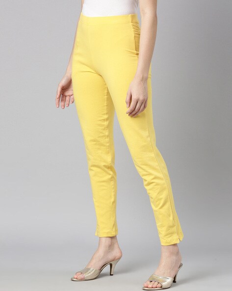 Yellow Dola Silk Cigarette Pants Design by Ezra at Pernia's Pop Up Shop 2024