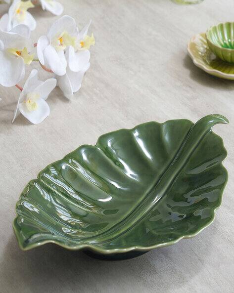Pure Home And Living Leaf Design Ceramic Plate
