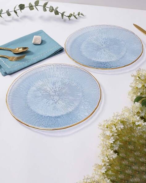 Set of Radial Glass Dinner Plates