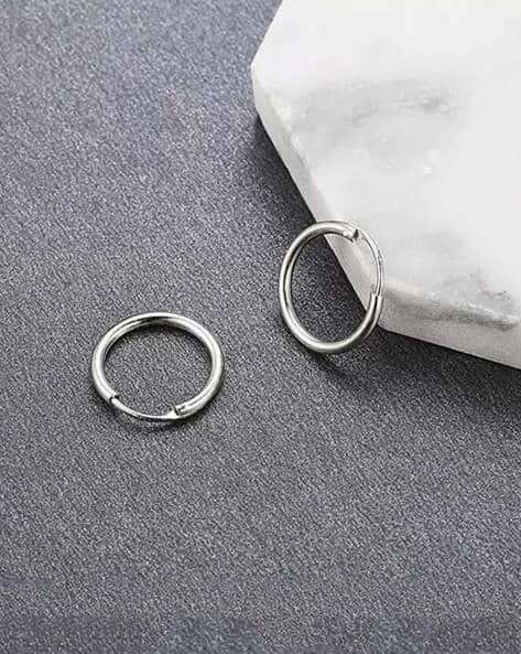 MAHI Men Silver-Plated Hoop Earrings