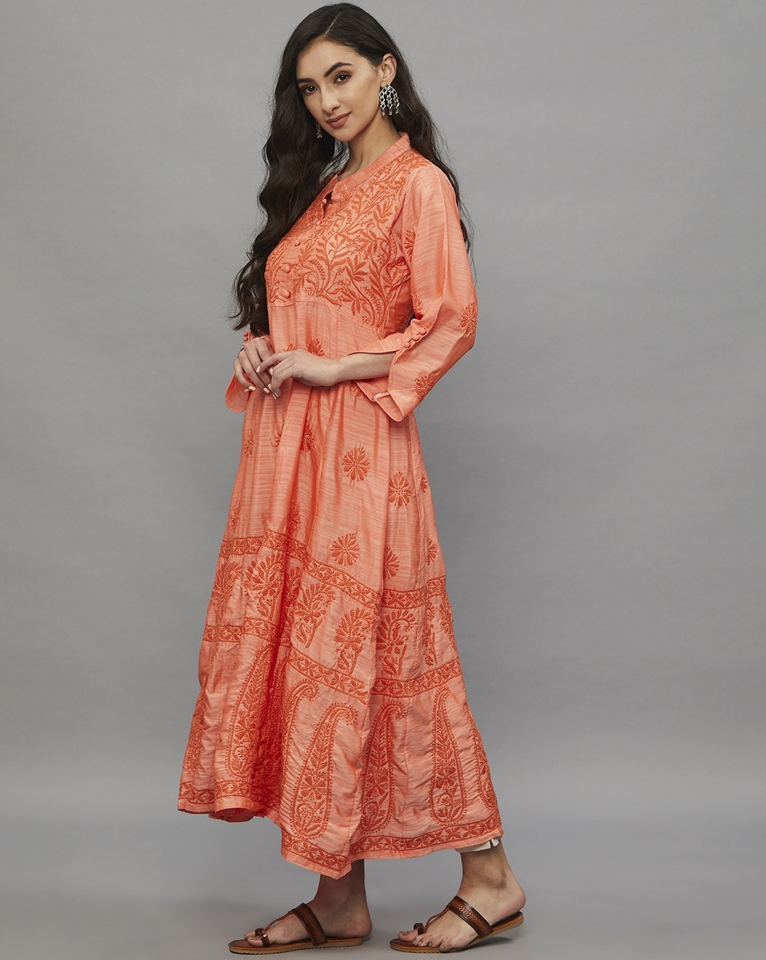 Buy Front Kurti Neck Design Ethnava Anarkali Chikankari Kurti