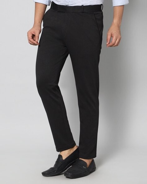 Buy BLACK LOW-RISE WIDE DRAWSTRING TROUSER for Women Online in India