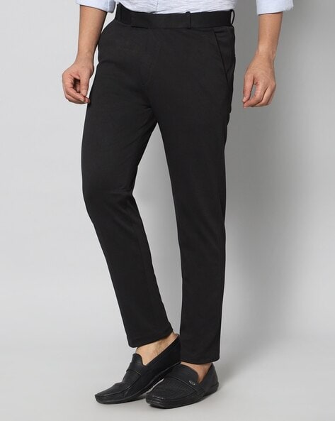 Cotton Denim Black Colour Plain Pants Fabric Enable Stertch