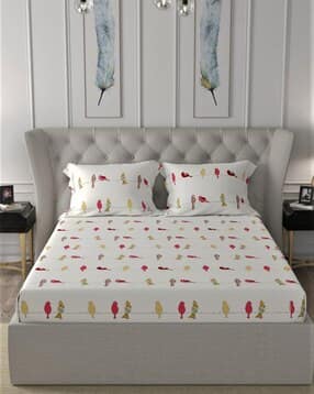 144 TC Printed Double Size Bedsheet with Pillow Covers-image-34