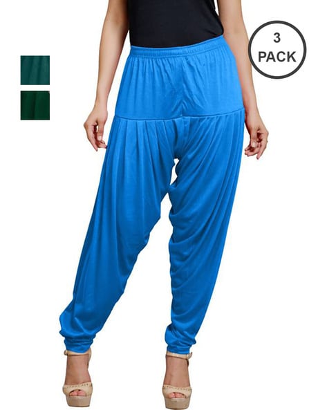 Pack of 3 Women Patiala Pants with Elasticated Waist Price in India