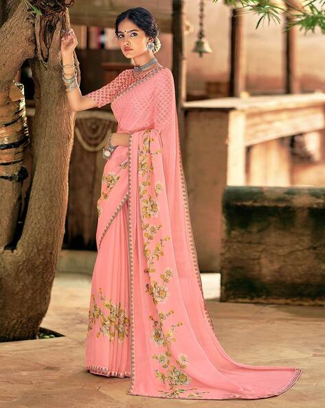 Peach Colour Party Wear Saree 2024 | asphaltfabrics.com