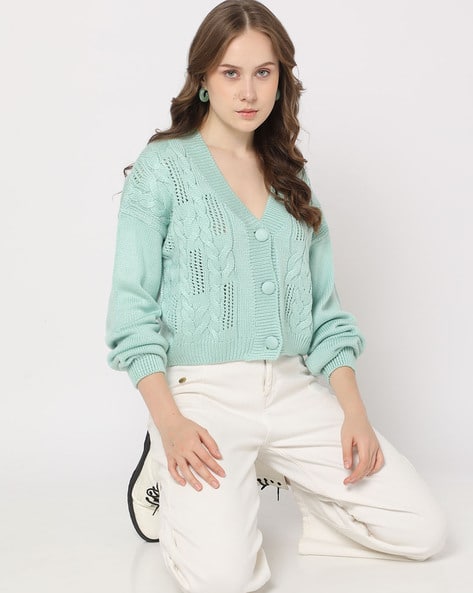 Buy Mint Green Sweaters & Cardigans for Women by YOUSTA Online