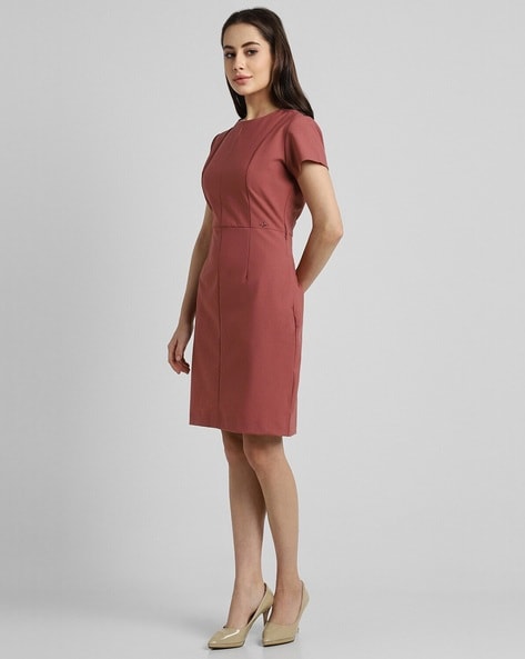 Buy ALLEN SOLLY Chocolate Womens Collared Slub Wrap Dress | Shoppers Stop
