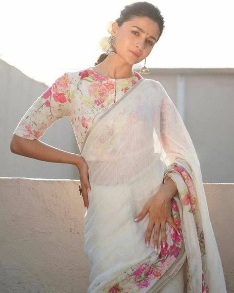 Buy White Sarees for Women by Saree mall Online