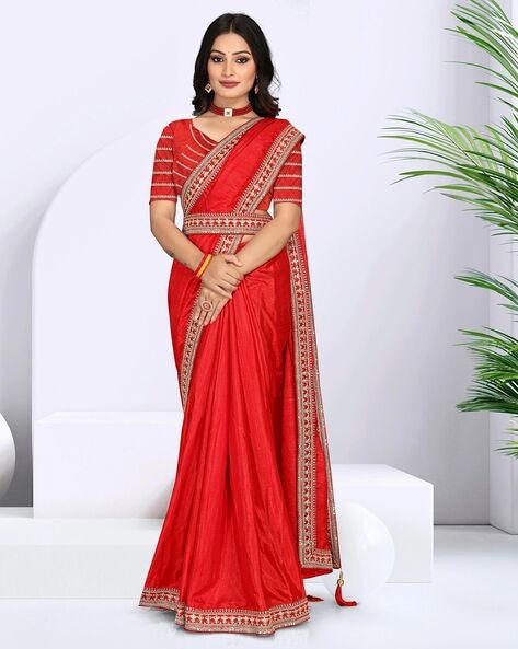 Buy Peachmode Embroidered Bollywood Art Silk Cream Sarees Online @ Best  Price In India | Flipkart.com