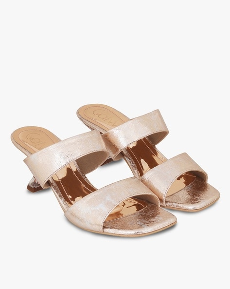 Rose gold metallic on sale block heel sandals