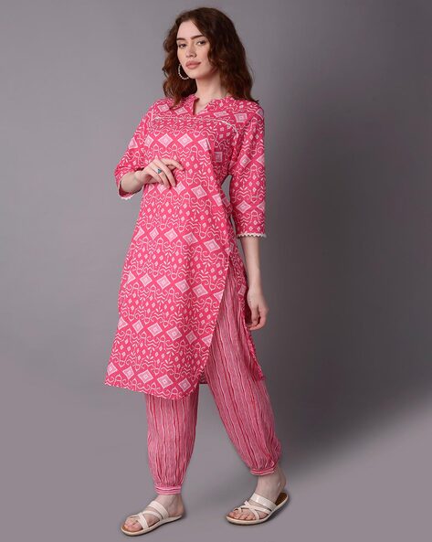 Kurta Sets & Suits | Cotton Afghani SalwarKurti Set: Cotton Kurti Black And  Comfy Patiala Pathani Harem Pants with Elastic Waist for Women & Girls |  Freeup