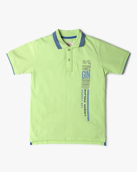 Boys Brand Print Regular Fit Polo T-Shirt