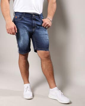 instafab plus Men Lightly Washed Regular Fit City Shorts-picture-28