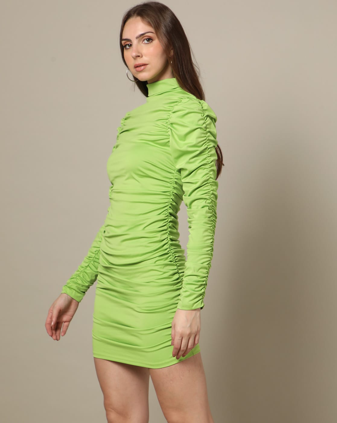 Green neon roll neck hotsell bodycon dress