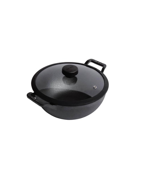  Meyer Pre Seasoned Cast Iron Kadai 20cm, Black: Home