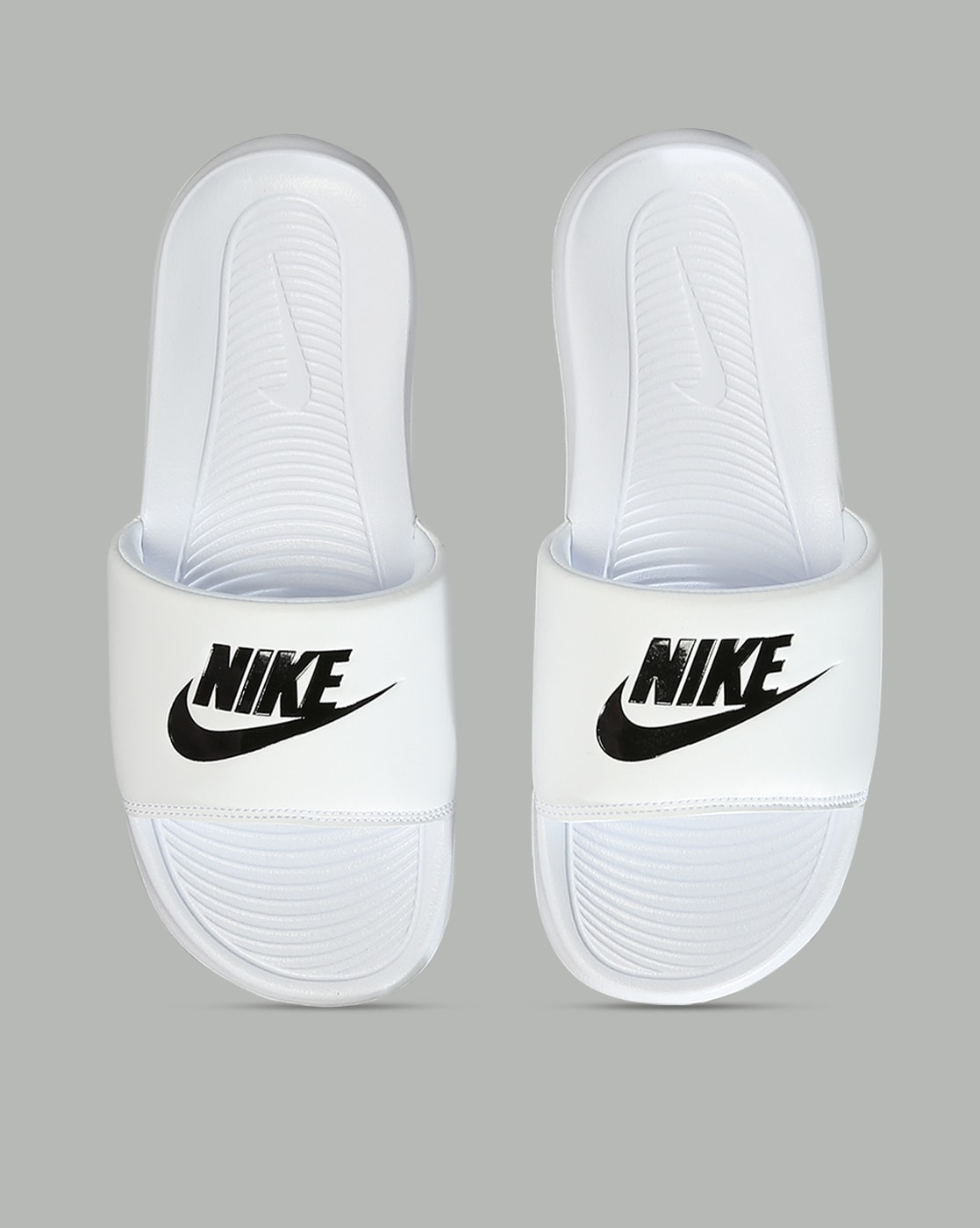 White nike slides discount women's two strap