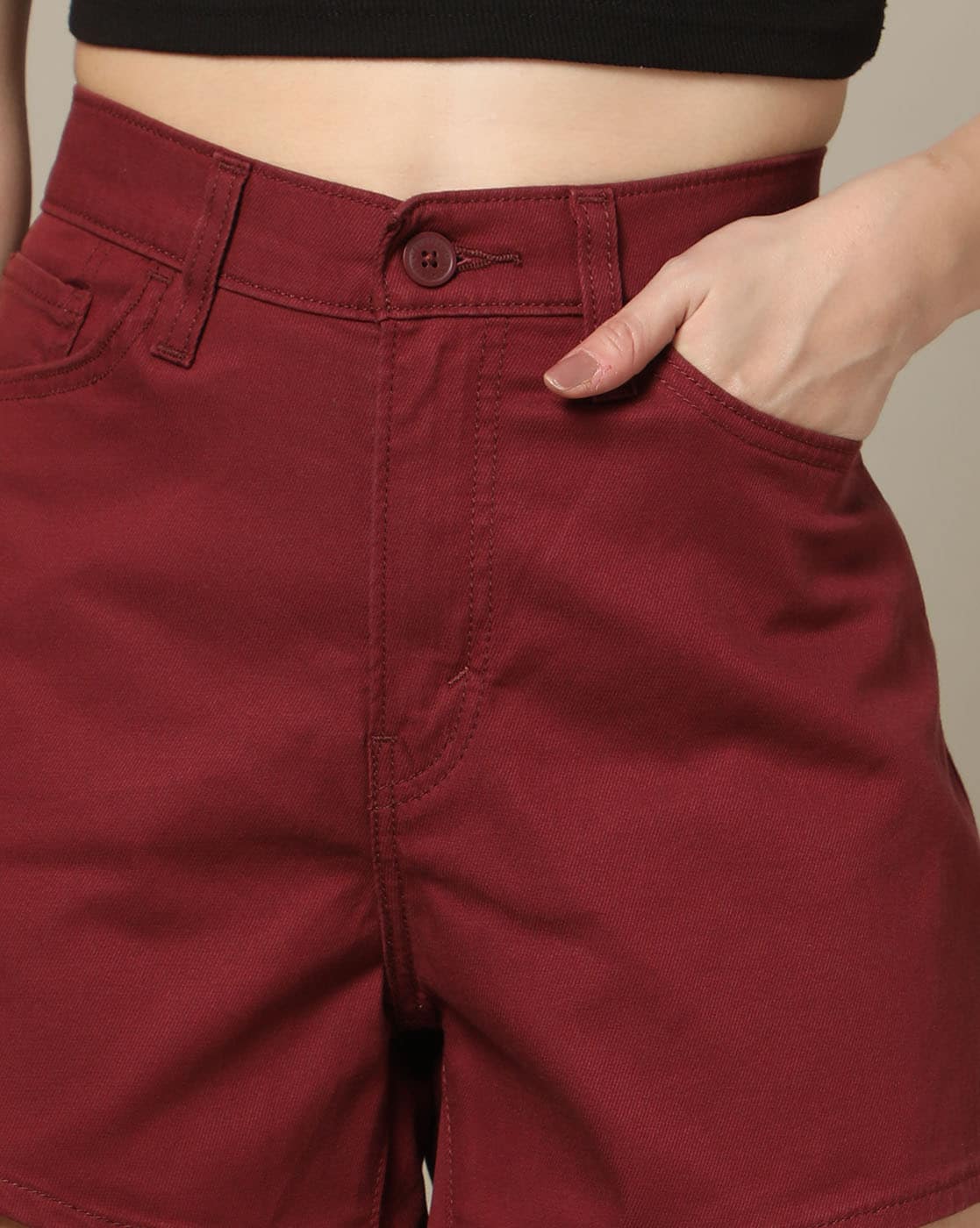 Maroon high waisted outlet denim shorts